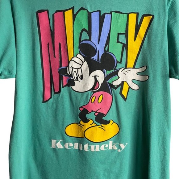 Mickey Mouse Green Graphic Print Short Sleeve T-Shirt - Picture 4 of 7